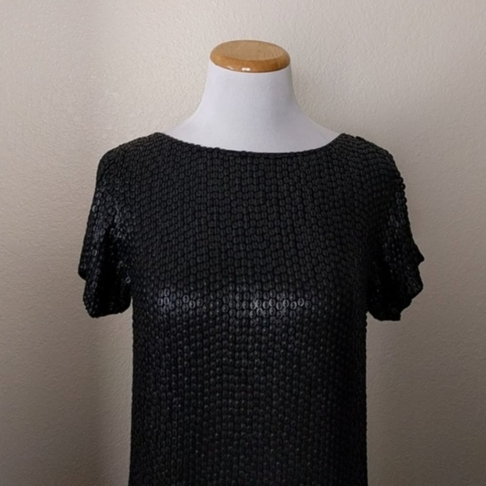 Maison La Vie Black  Beaded Shift Black Dress SZM - Picture 2 of 6